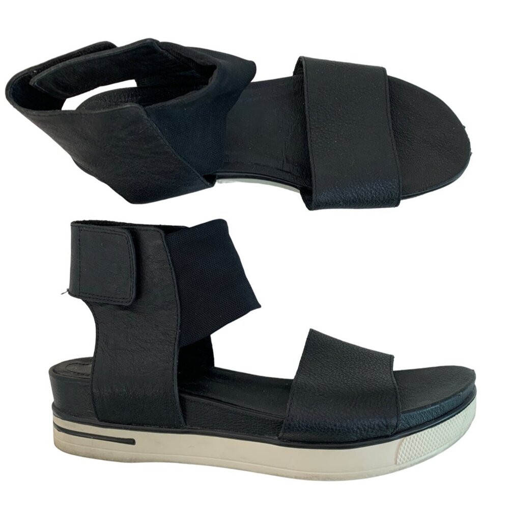 Eileen Fisher Women's Black Sandals Size 8.5 Ankle Strap Flat 7451